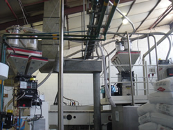 Blenders mounted adjacent to the process machine